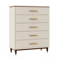 Cassettiera 80 x 40 x 120 cm in legno bianco con 5 cassetti stile moderno