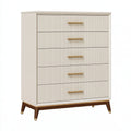 Cassettiera 80 x 40 x 110 cm in legno bianco con 5 cassetti stile moderno