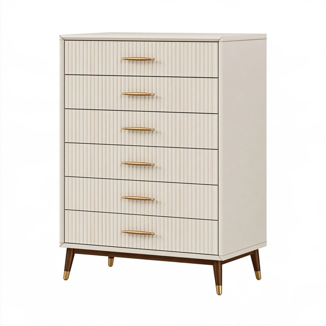 Cassettiera 80 x 40 x 120 cm in legno bianco con 6 cassetti stile moderno