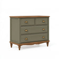 Cassettiera 120 x 45 x 90 cm in legno verde oliva e marrone - 5 cassetti stile classico