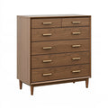 Cassettiera 100 x 45 x 120 cm in legno marrone con 6 cassetti stile moderno