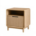 Comodino 45 x 40 x 60 cm in legno naturale - anta scanalata stile moderno