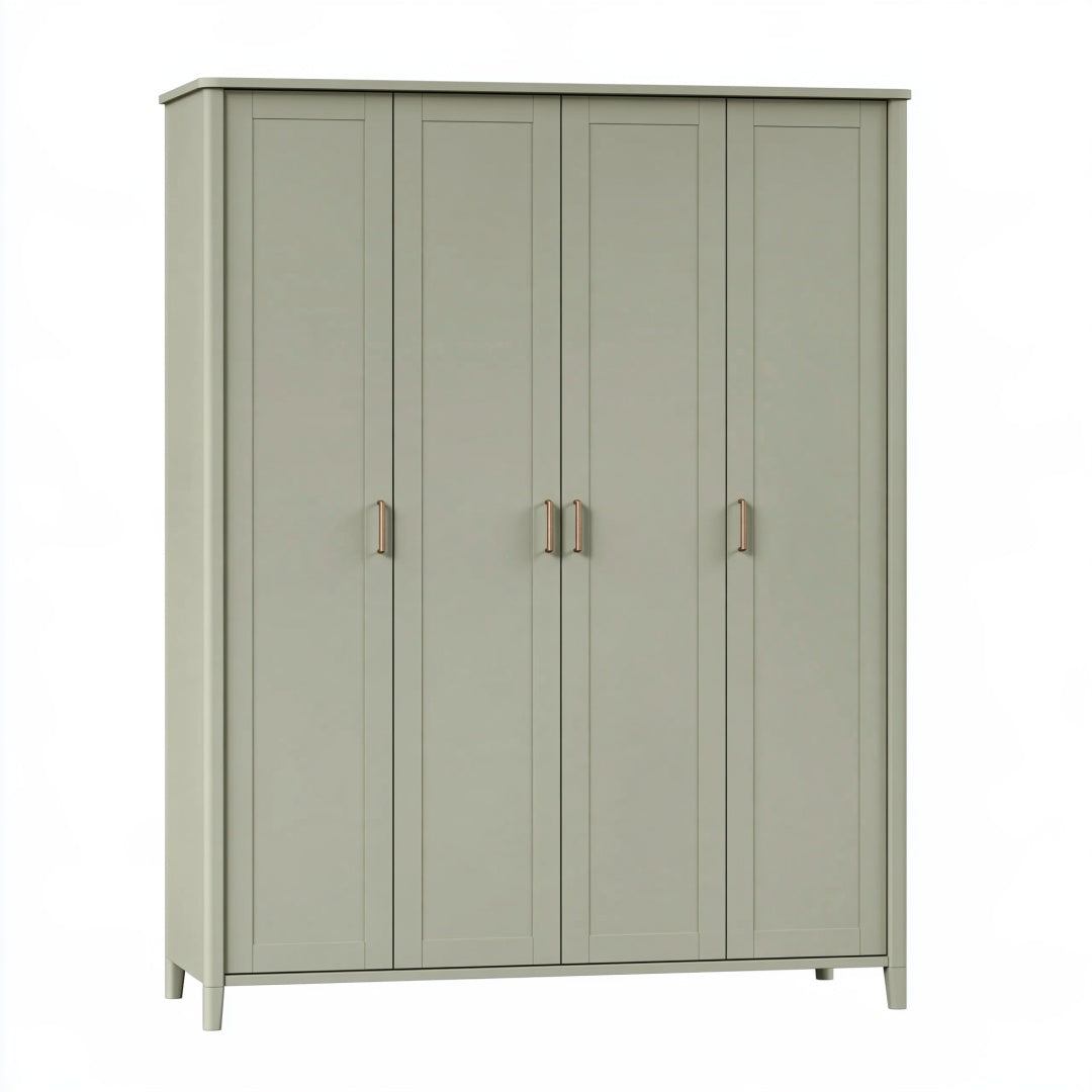 Armadio guardaroba 180 x 55 x 200 cm in legno ingegnerizzato verde salvia a 4 ante stile moderno