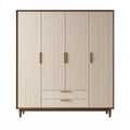 Armadio guardaroba 180 x 55 x 200 cm in legno beige e marrone con 4 ante e 2 cassetti stile moderno
