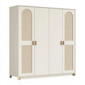 Armadio 180x60x200 cm in pannelli effetto legno crema e beige con 4 ante stile moderno
