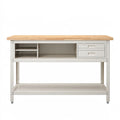 Banco da lavoro 152 x 62 x 91 cm in acciaio grigio e legno naturale con cassetti e ripiano
