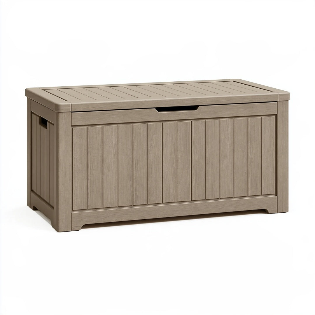 Cassapanca contenitore da esterno 120 x 60 x 63 cm in resina tortora con coperchio