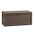 Cassapanca contenitore 120 x 55 x 60 cm in plastica marrone per esterno con coperchio e chiusura