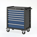 Cassettiera portautensili 78 x 46 x 98 cm in acciaio nero/blu con ruote e 7 cassetti