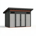 Casetta da giardino 240 x 180 x 220 cm in metallo grigio con doppia porta e tetto inclinato