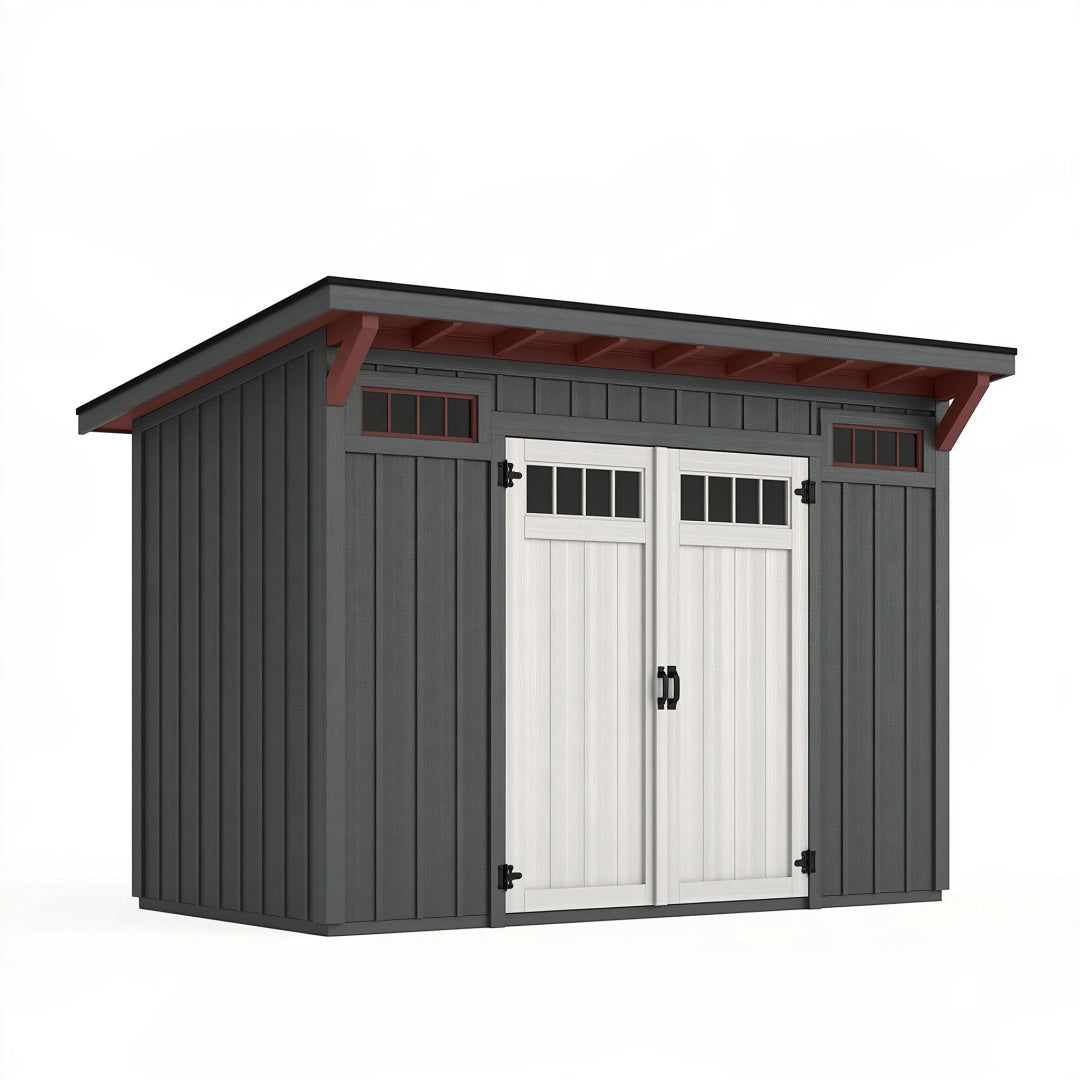 Casetta da giardino 240 x 180 x 220 cm in legno grigio con doppia porta - ripostiglio esterno