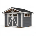 Casetta da giardino 300 x 240 x 230 cm in legno grigio con tetto in metallo - stile rustico