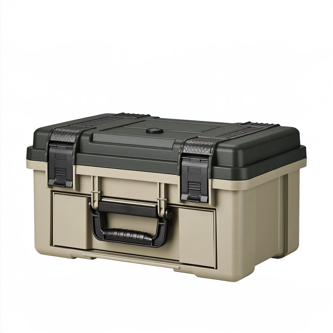 Cassetta portautensili 50 x 30 x 25 cm in plastica beige e nera con chiusure